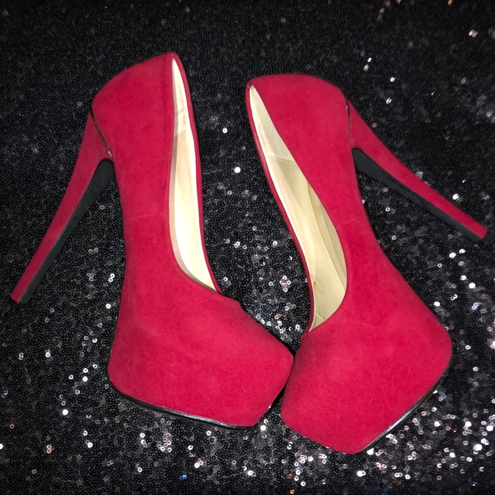 Red Velvet Platform Heels